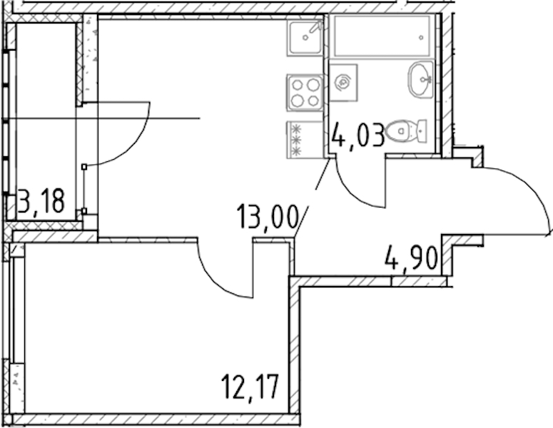 1-комнатная квартира 34.1 м², 16/23 эт., ЖК «Город Первых»